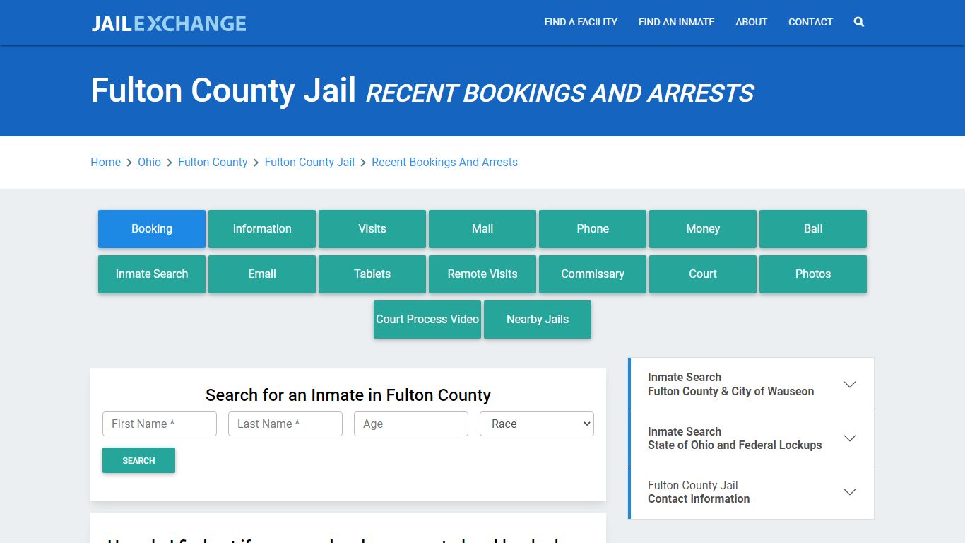 Fulton County Jail OH Recent Arrests and Bookings - Jail Exchange